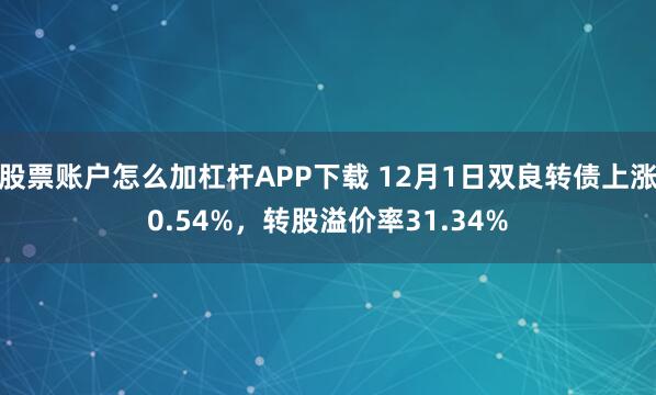 股票账户怎么加杠杆APP下载 12月1日双良转债上涨0.54%，转股溢价率31.34%