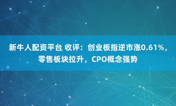 新牛人配资平台 收评：创业板指逆市涨0.61%，零售板块拉升，CPO概念强势