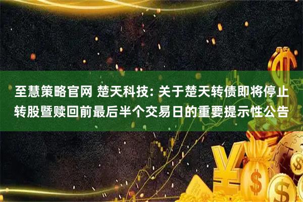 至慧策略官网 楚天科技: 关于楚天转债即将停止转股暨赎回前最后半个交易日的重要提示性公告